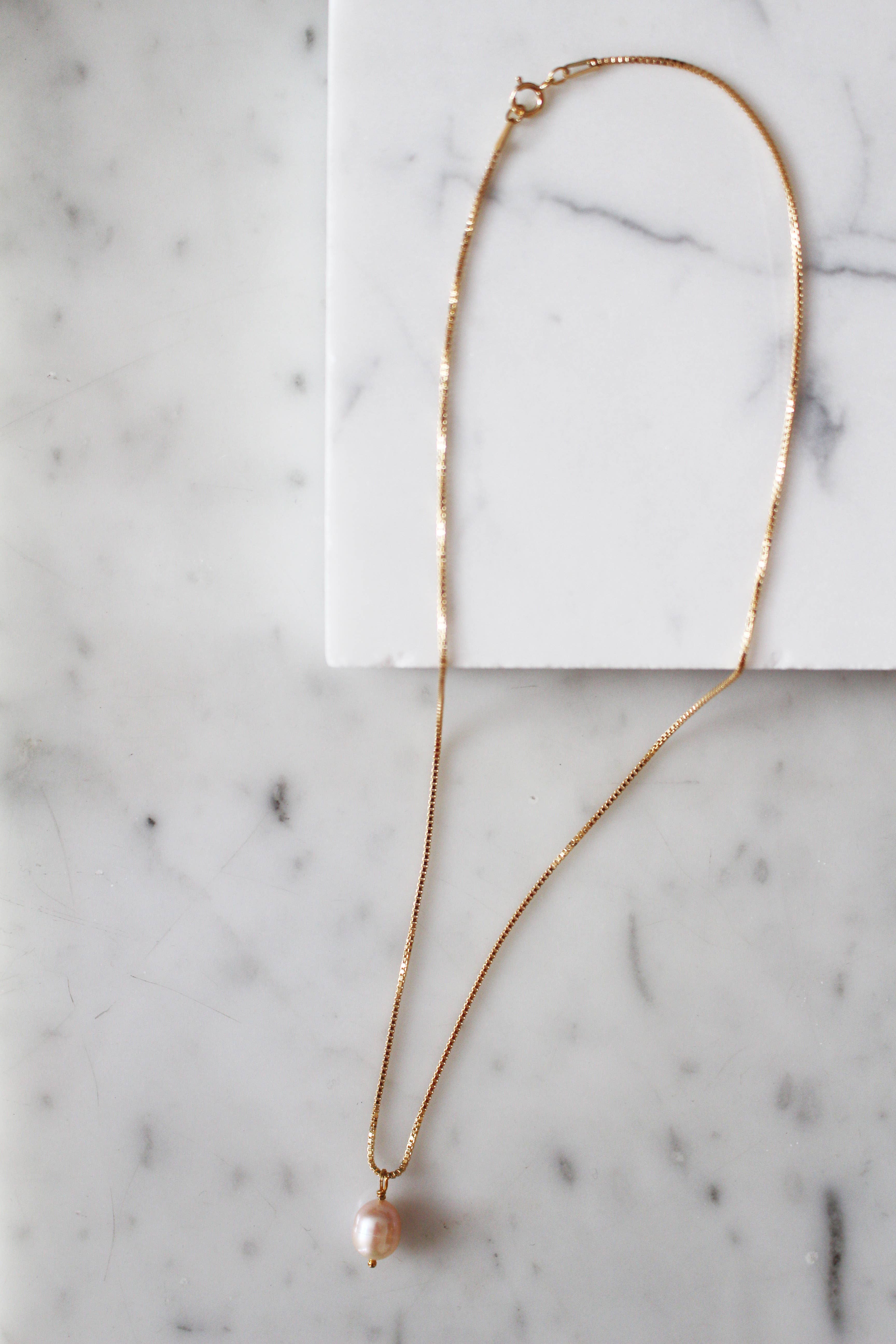 Sofia Ramsay - Wholesale Pendant/Charm Necklace - Ivory Freshwater Pearl Pendant Gold Fill Box Chain Necklace3