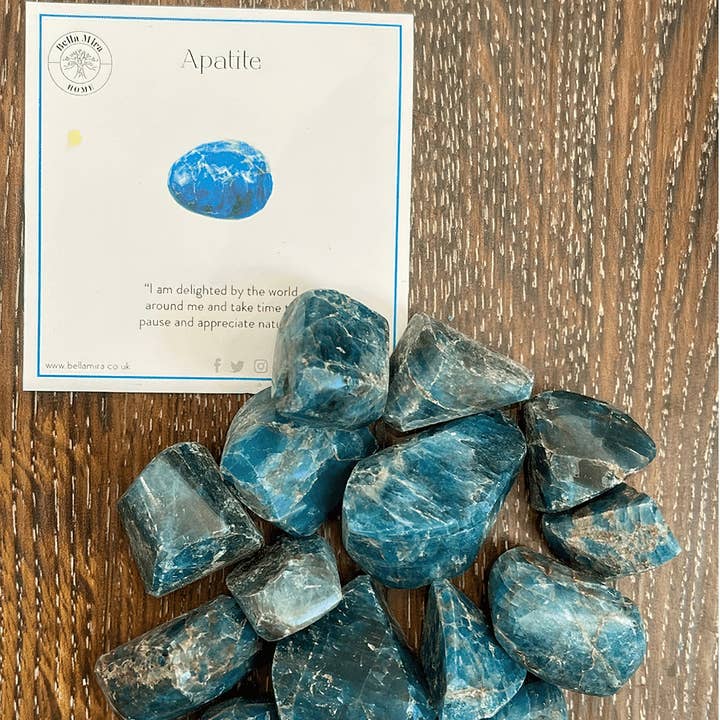 Apatite Tumbled Crystals 100gms With Info Cards for wholesale by BellaMira Home
