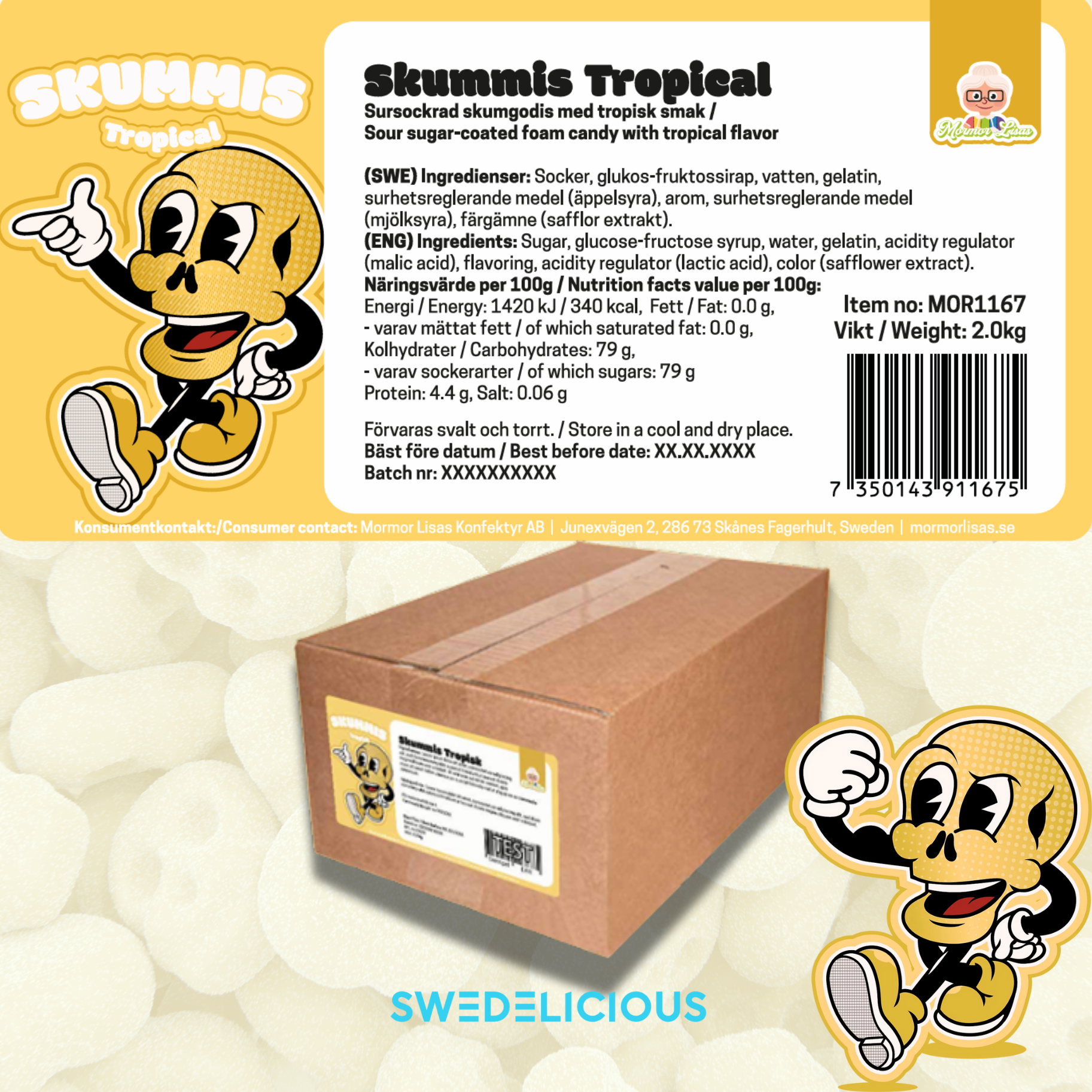 Swedelicious - Swedish Candy - Wholesale Marshmallow - Skummis Tropical Sour Foam - Swedish Candy - Pick and Mix4