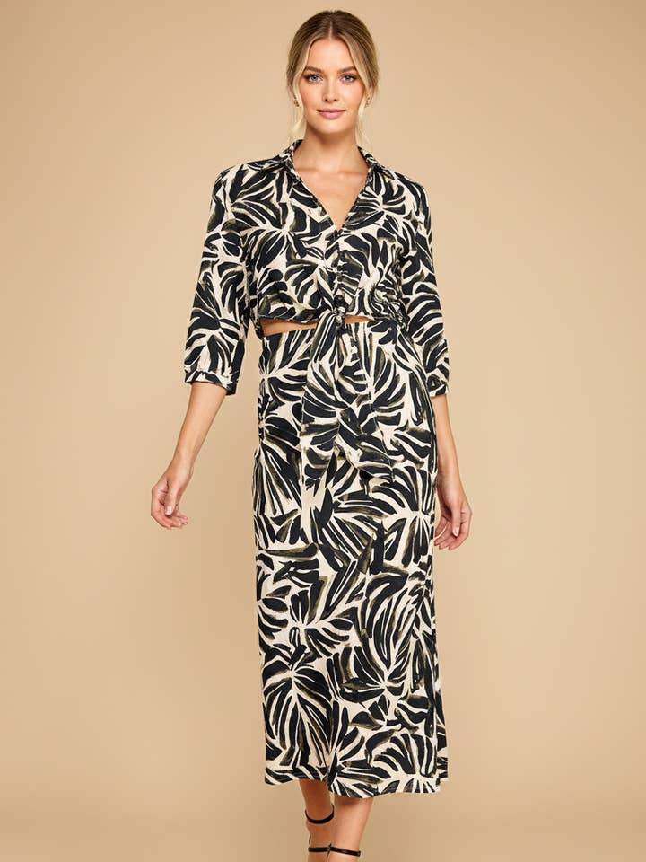 Knitterstrukturierte tropische Zweiteiler-Set für den Großhandel von RUBIENN