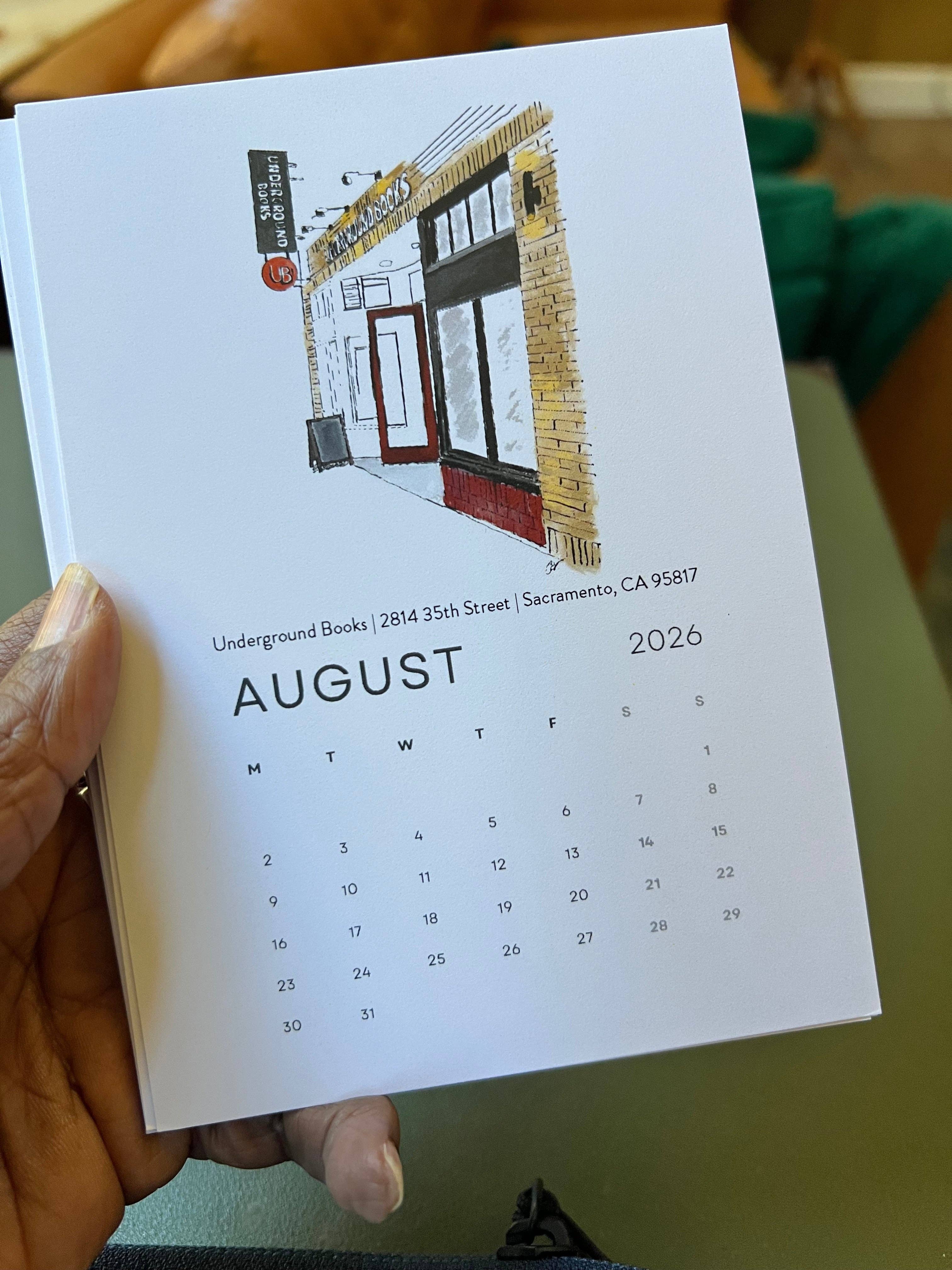 PriyaOriginalsArt - Wholesale Calendar - Bookshops of Sacramento 2026 Desktop Calendar + easel11