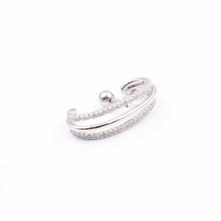 PO-160 Earrings with three wedge-shaped lines for wholesale by Awaken