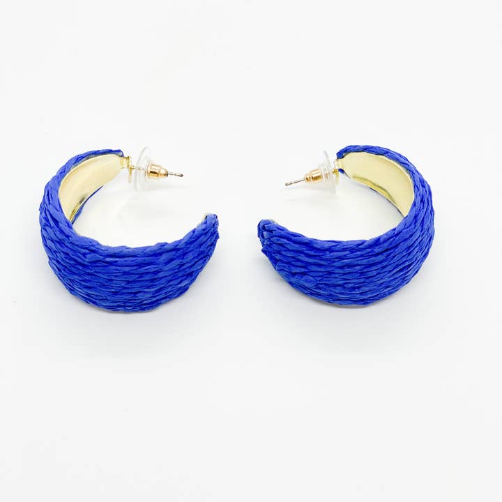 Aros pequeños Raffia-Royal para venta al por mayor de Studio S Designs