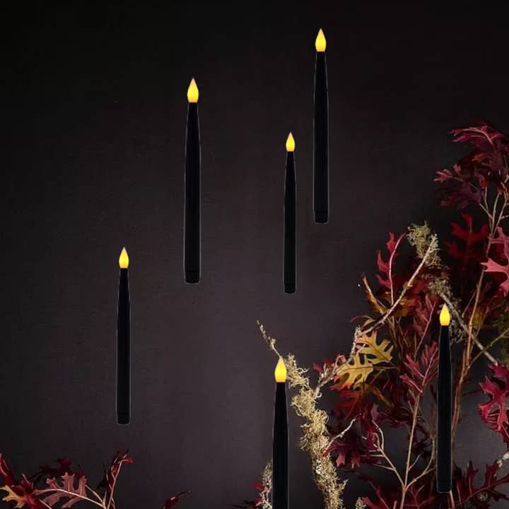 LumaBase - Wholesale Flameless Candle - Battery Operated Hanging Black Taper Candles - Set of 63