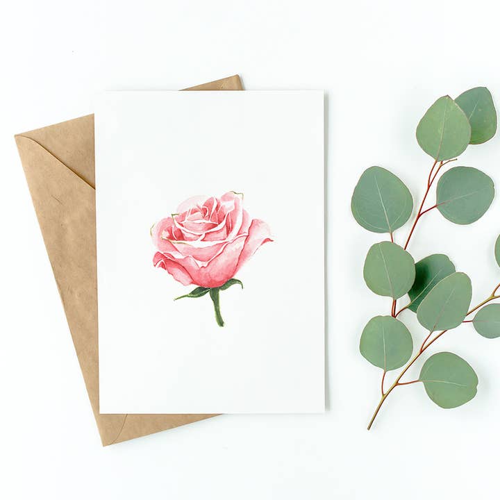Wild Rose Hand-Drawn Everyday Greeting Card, Blank Inside for wholesale by Well Drawn