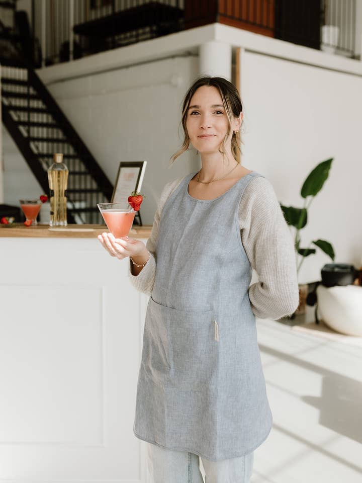 Linnen schort - lavendel voor wholesale door confetti mill