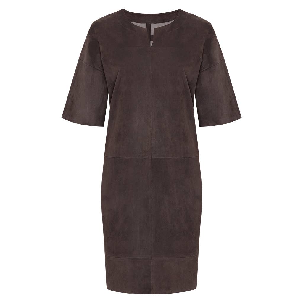 AYASSE - Wholesale Dress - Women's - Deena stretch leather dress. charcoal velour1