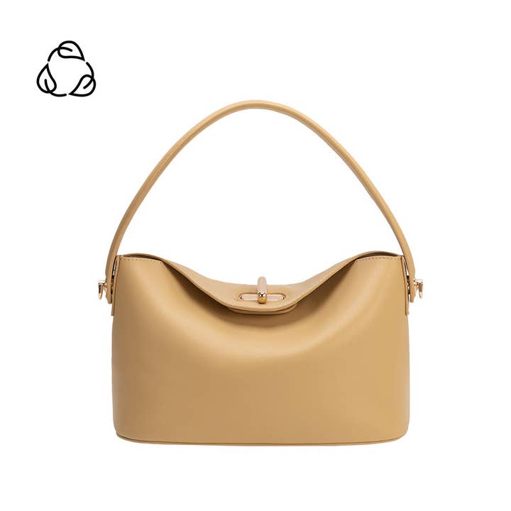 Sac bandoulière en cuir végan recyclé Lana Wheat Pré-commande 30/1 pour la vente par Melie Bianco