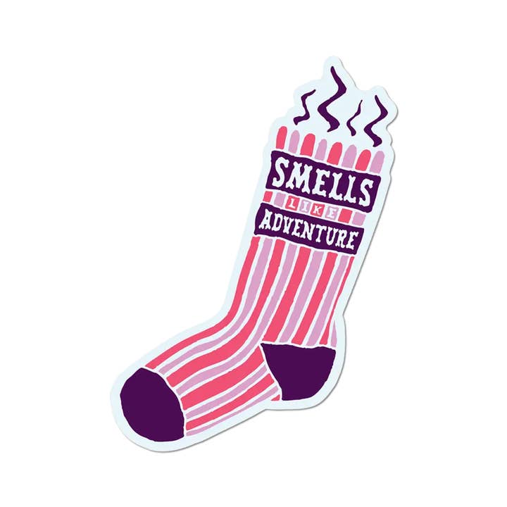 Adesivo sagomato "Adventure Sock" di Oliver Payne per la vendita all'ingrosso da parte di Apply Stickers