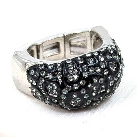 Enamel crystal encrusted adjustable ring for wholesale by Tempest Designs