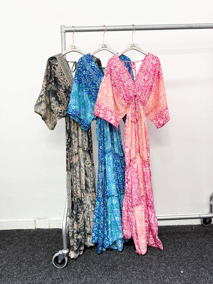 Lucy Sparks - Wholesale Dress - Women's - SILKY MAXI DRESS WITH DEEP V NECK
