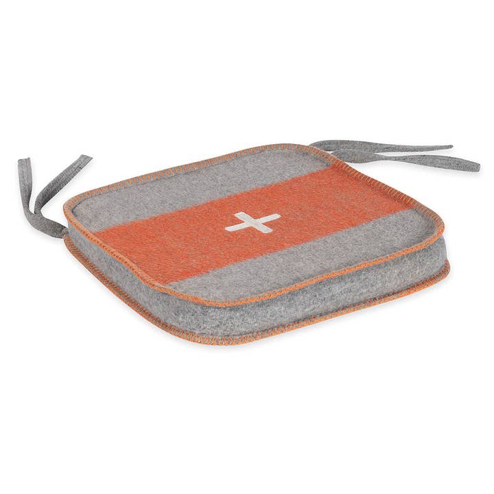 Swiss Army Chair Cushion 15X15 Grey/Orange for wholesale by Blue Ocean Traders