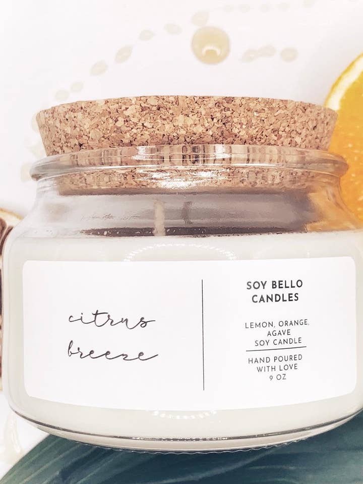 Citrus Breeze -Soy Wax Candle-9oz- Luxury Candle for wholesale by Soy Bello Candles
