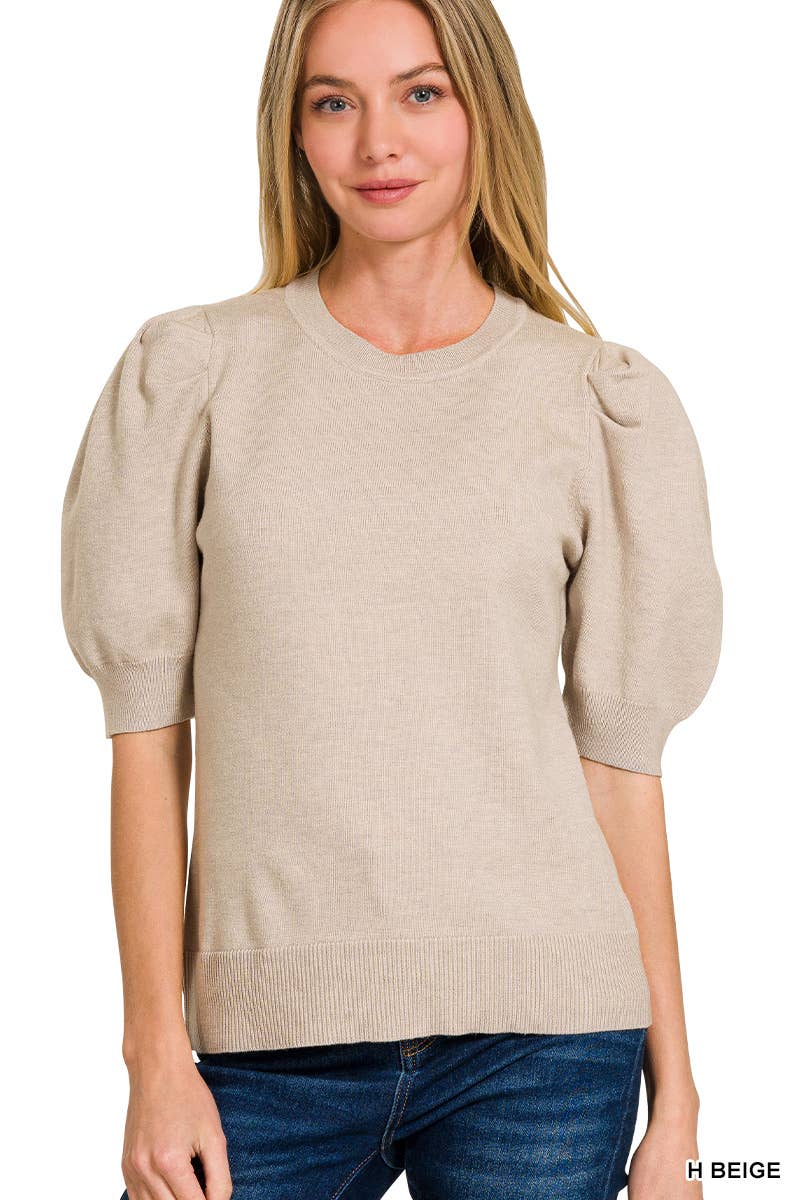 42POPS – Engroshandel Pullover - Dame – ,,.SI-25003 Viskosepufkortærmet Sweater0