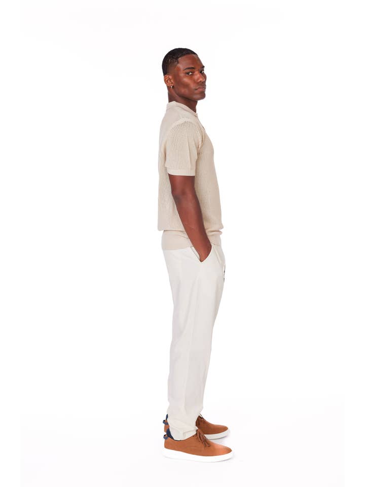 S Beige Men's Textured Polo Shirt for wholesale on Faire
