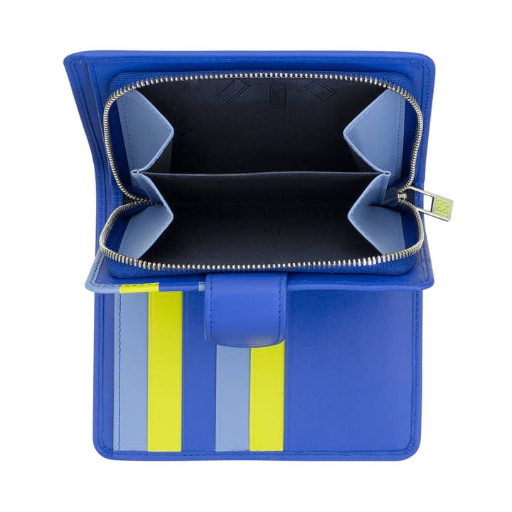 dudu - Vente Portefeuille – femme - Portefeuille en cuir pour femme Dudu à fermeture à pression bleu bleuet