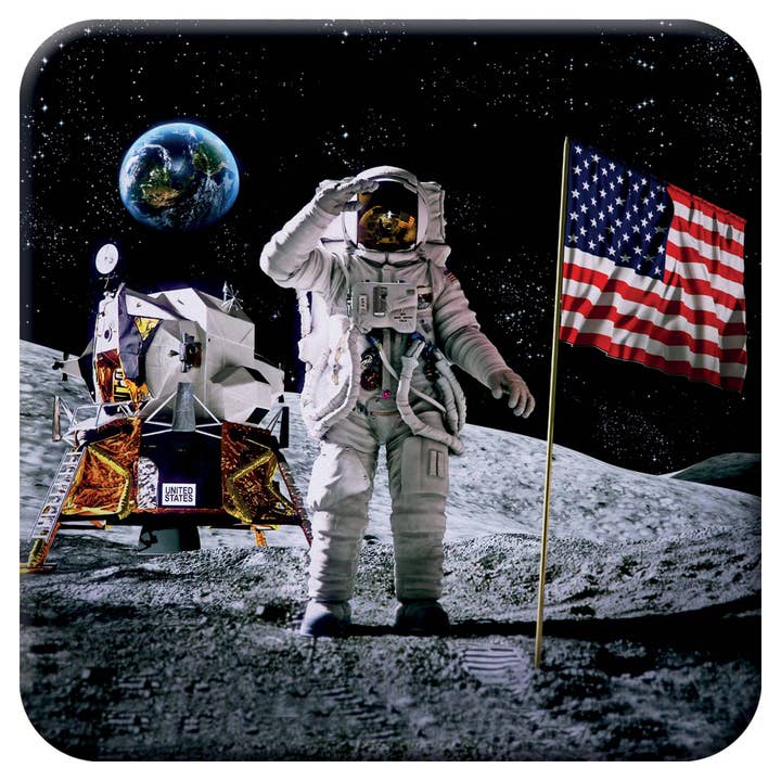 3D LiveLife Cork Coasters - Moon Landing for wholesale by Deluxebase