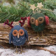 Bright Ideas - Vente Lots de décorations - Ornement en laine feutrée Chouette esprit de Noël, 2 asstd.3