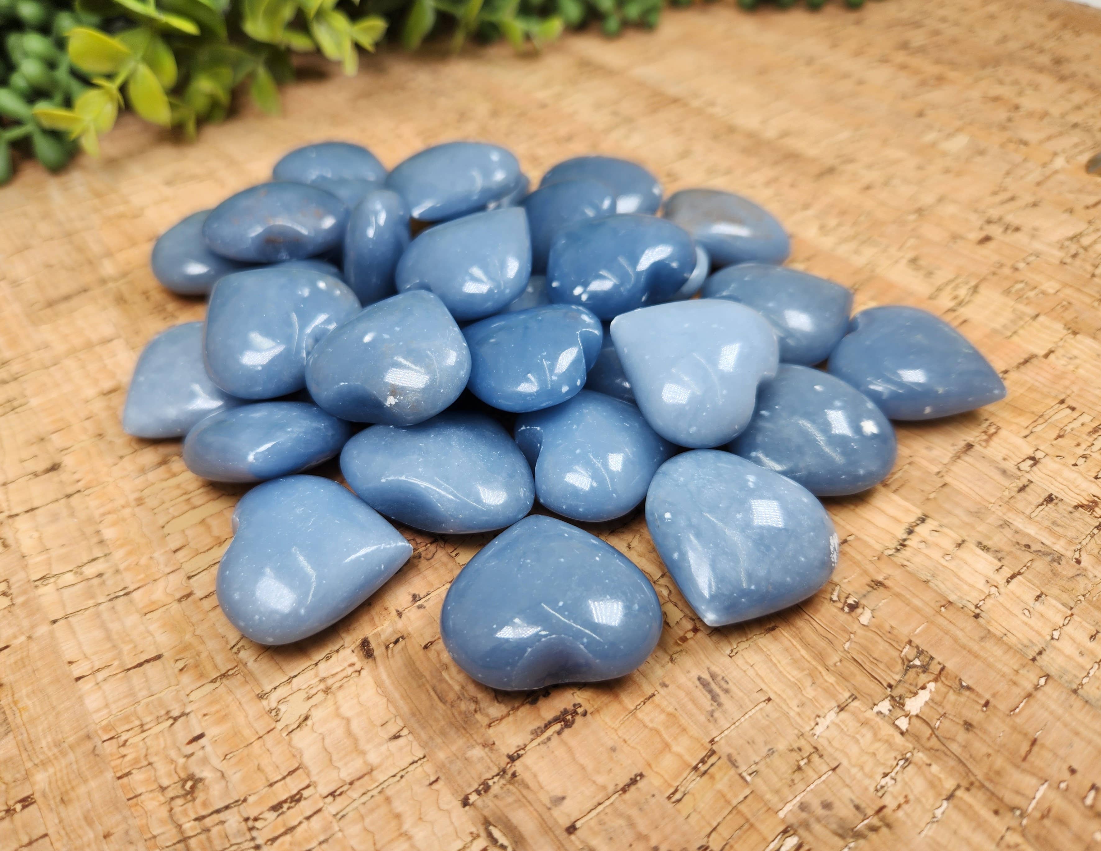 Meraki Gemstones - Wholesale Spiritual stone/crystal - Angelite Hearts - Semi-Precious Gemstone - 30x15mm 1