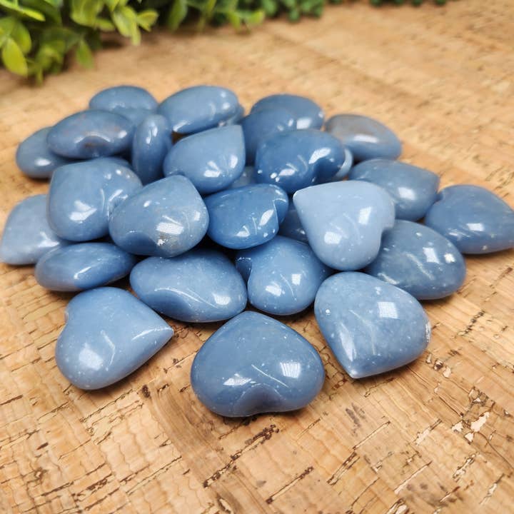 Meraki Gemstones - Wholesale Spiritual stone/crystal - Angelite Hearts - Semi-Precious Gemstone - 30x15mm 1