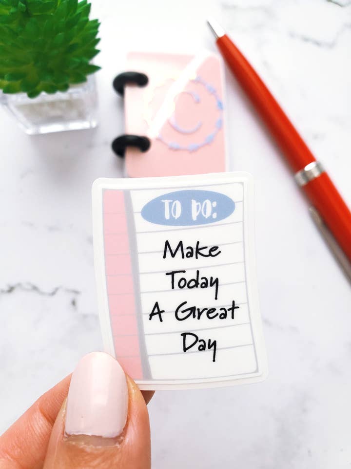 Autocollant de motivation « Faites d'aujourd'hui une bonne journée » pour la vente par Cheerful Findings