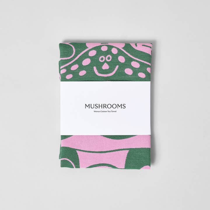 Wrap - Wholesale Tea Towel - Mushrooms Woven Cotton Tea Towel