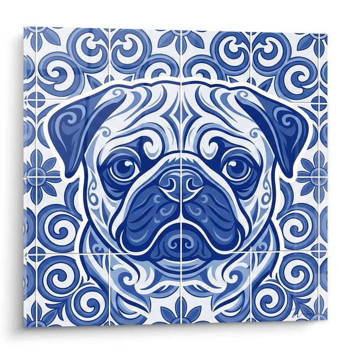 Tableau Carlin Mosaïque Bleu et Blanc - Azulejos Canin - Edition Carlin pour la vente par Walensky