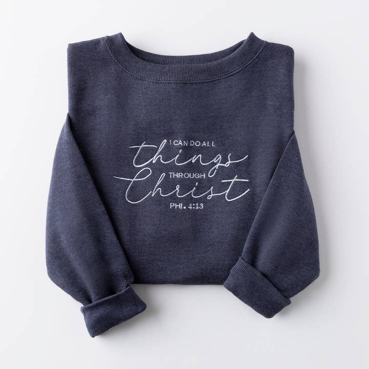 Embroidered I Can Do All Things Sweatshirt for wholesale by Love in Faith