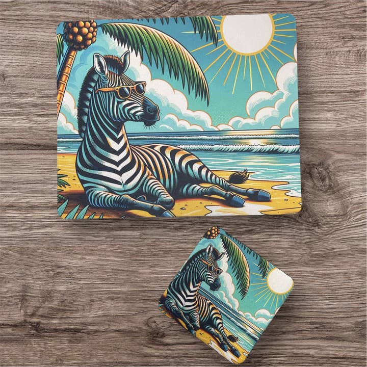 Zebra on The Beach | Desk Gift Set for wholesale by Corksee