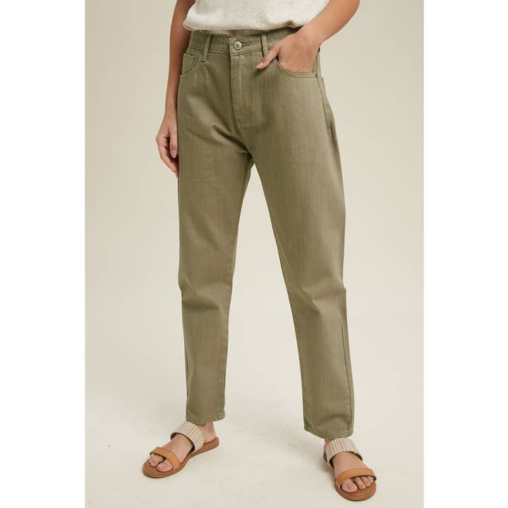 S OLIVE DENIM PANTS WITH CLASSIC 5-POCKETS AND BELT LOOP / WL21-6097 for wholesale on Faire