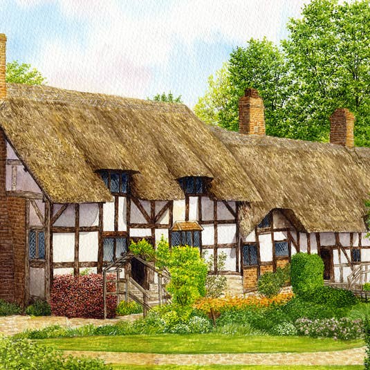 Warwickshire. Greeting Cards, Anne Hathaway's Cottage. for wholesale by Robinson Collection