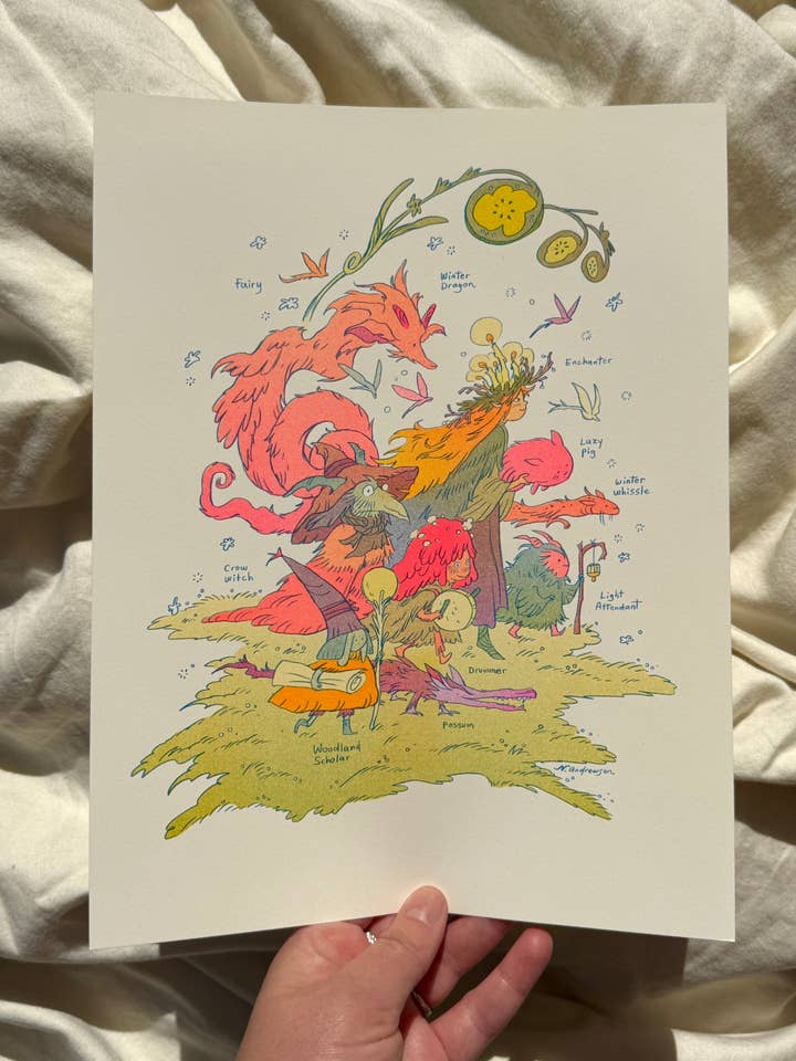 Unlikely Friends Riso Print for wholesale by Natalie Andrewson