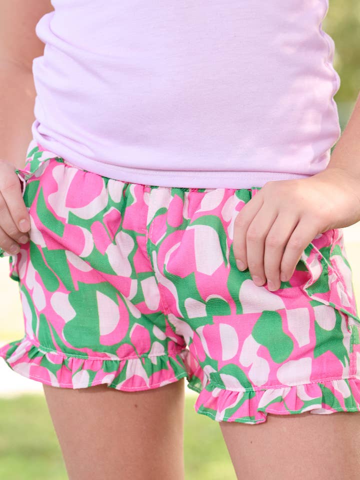 Shorts con volant rosa - Dali per la vendita all'ingrosso da parte di Sugar Bee Clothing