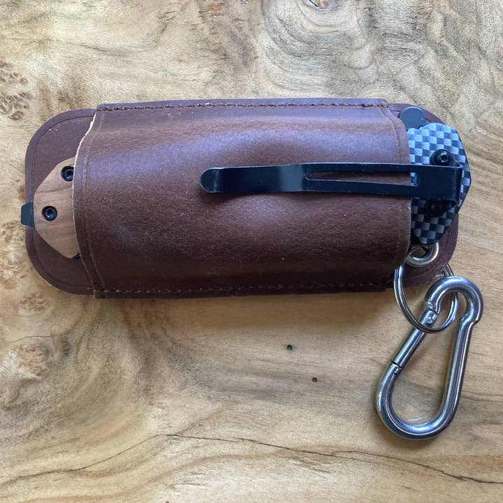 Quail Tail Laser Art - Wholesale Pocket Knife/Holder - Knife Sheath with Carabiner