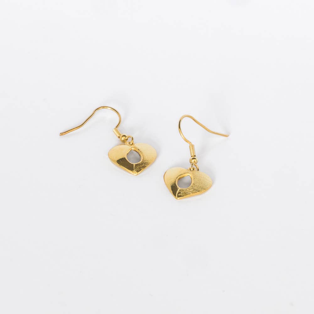 Ethical Global - Vente Boucles d'oreilles pendantes - Boucles d'oreilles cœur à fenêtre (argent, 14K, rose) - Fait main8