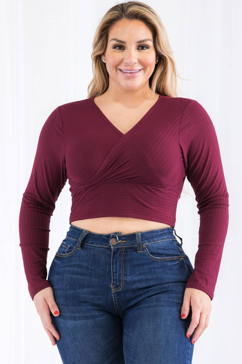 CAPELLA APPAREL - Wholesale Knit Top - Women's - Plus Wrap Front Top1