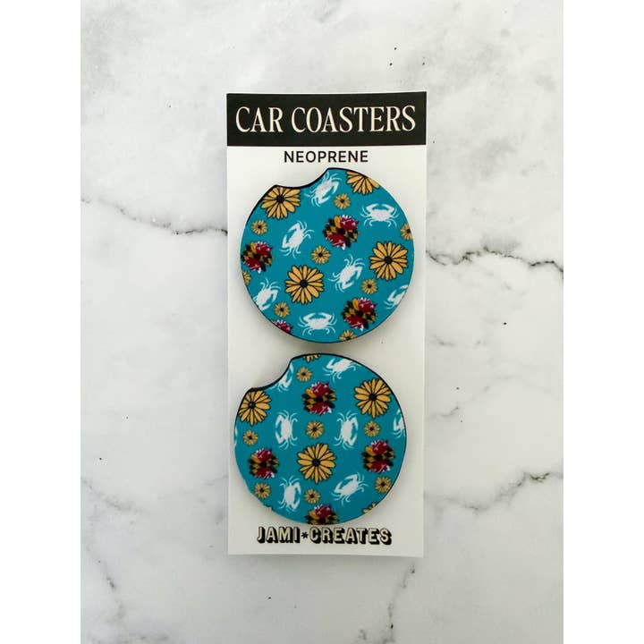 Turkos Maryland Blomma & Krabba Bilunderlägg för wholesale av Jami Creates