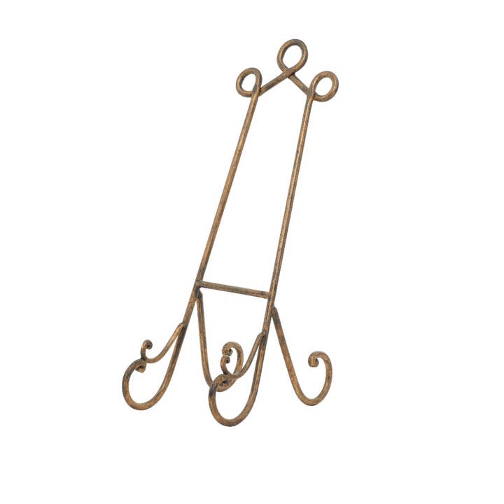 Import Corner - Wholesale Easel - A-26429: METAL GOLD EASEL 7"W, 19"H0