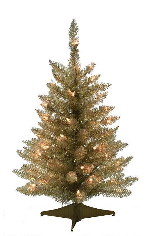 2' Prelit Champagne Tabletop Christmas Tree for wholesale on Faire2