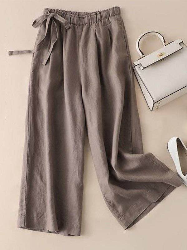 UZ Wholesale Store – Calças - Mulher por atacado – Calças Capricho de Cor Sólida com Pés Largas Soltas de Criação Original