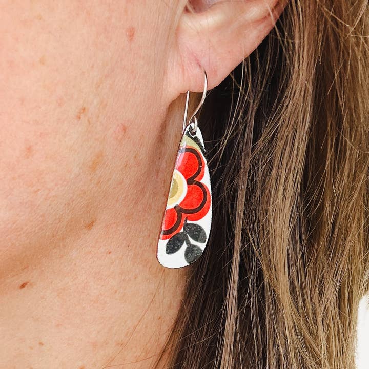 Rising Jewelry - Wholesale Dangle Earrings - Flower Earrings, Retro Red, Vintage Spring Boutique Jewelry1