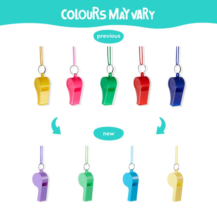 The Twiddlers – wholesale Klassisk leksak - Barn – 60 Neon Whistles med nyckelband för sport och barn Party Bag6