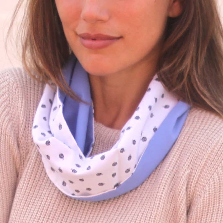 Reversible Circular Scarf · Ladybugs/Blue for wholesale by BRANDELIA