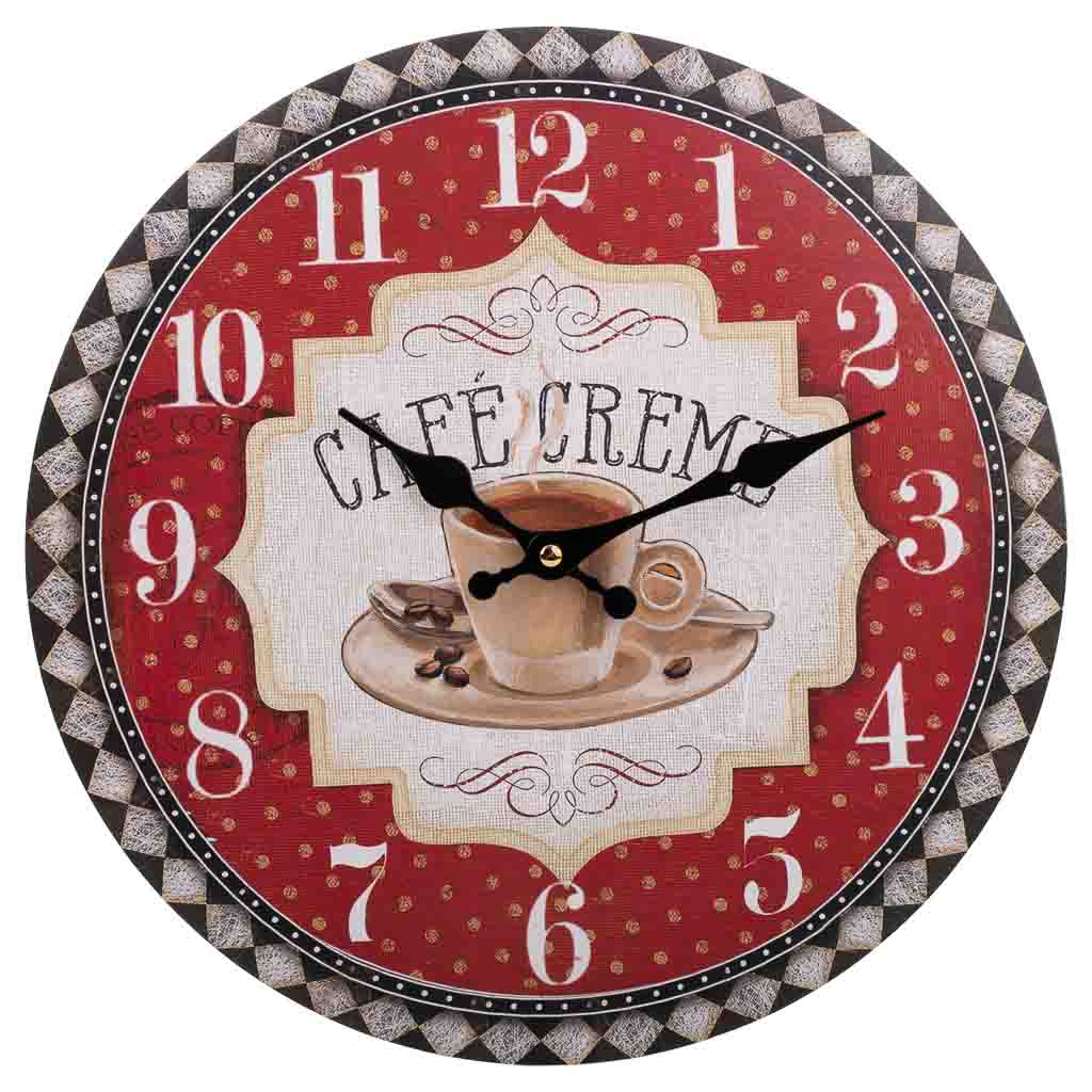 Creaciones Meng - Wholesale Wall Clock - RED WOODEN WALL CLOCK D34x2h cm1