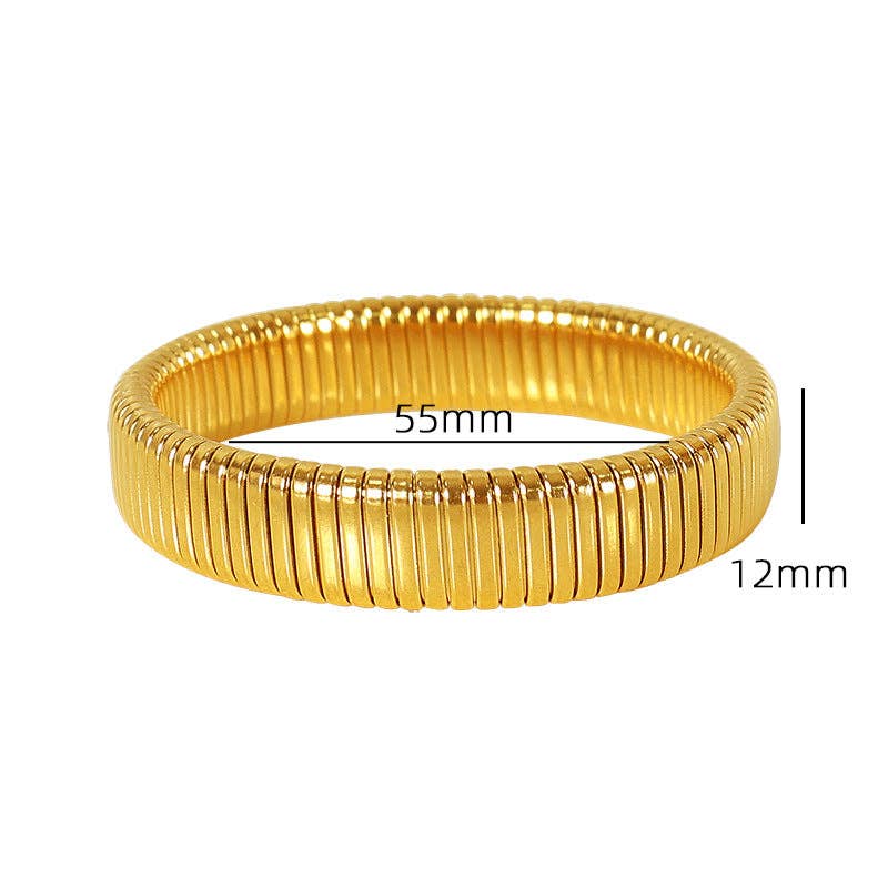 alberalkirk - Wholesale Bangle Bracelet - Titanium Steel Grooved Bangle Elastic Medical-Grade S5P2530