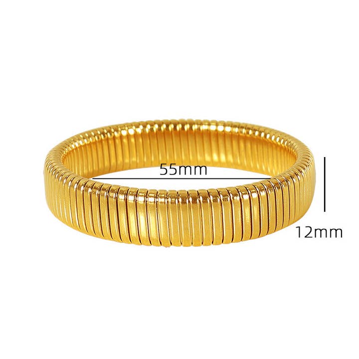 alberalkirk - Wholesale Bangle Bracelet - Titanium Steel Grooved Bangle Elastic Medical-Grade S5P253