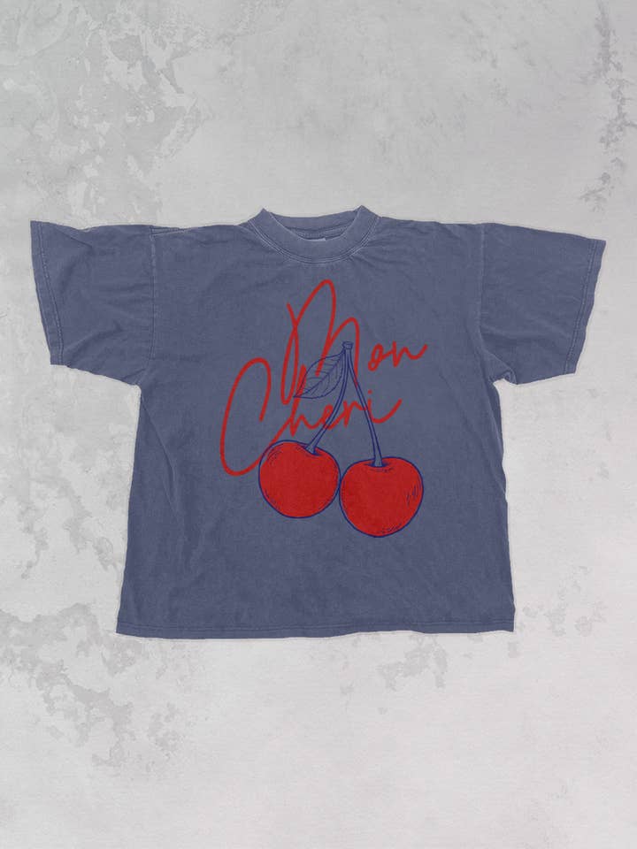 The Clandestine Underground - Wholesale Screen Printed T-Shirt - Women's - Mon Cheri, Cherries Oversized T-Shirt