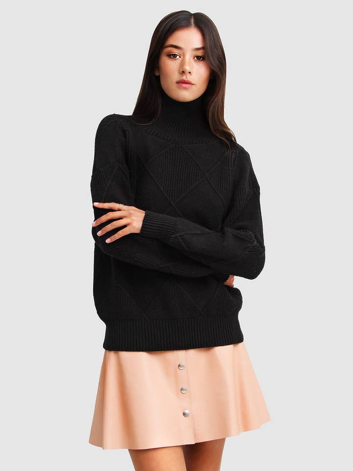 The Academy Turtleneck Jumper - Black for wholesale by belle & bloom