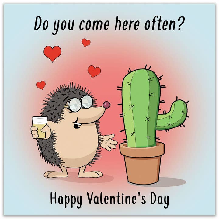 Twizler Ltd - Venta al por mayor Tarjetas de San Valentín - Divertida tarjeta del día de San Valentín - gafas de cerveza erizo1