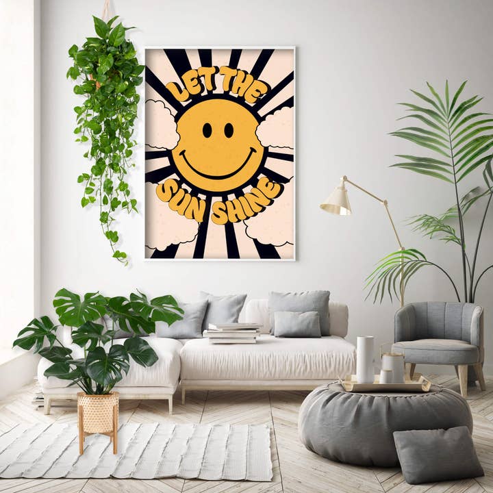 Let the Sun Shine Happy Print Typography Wall Decor for wholesale by Superlover